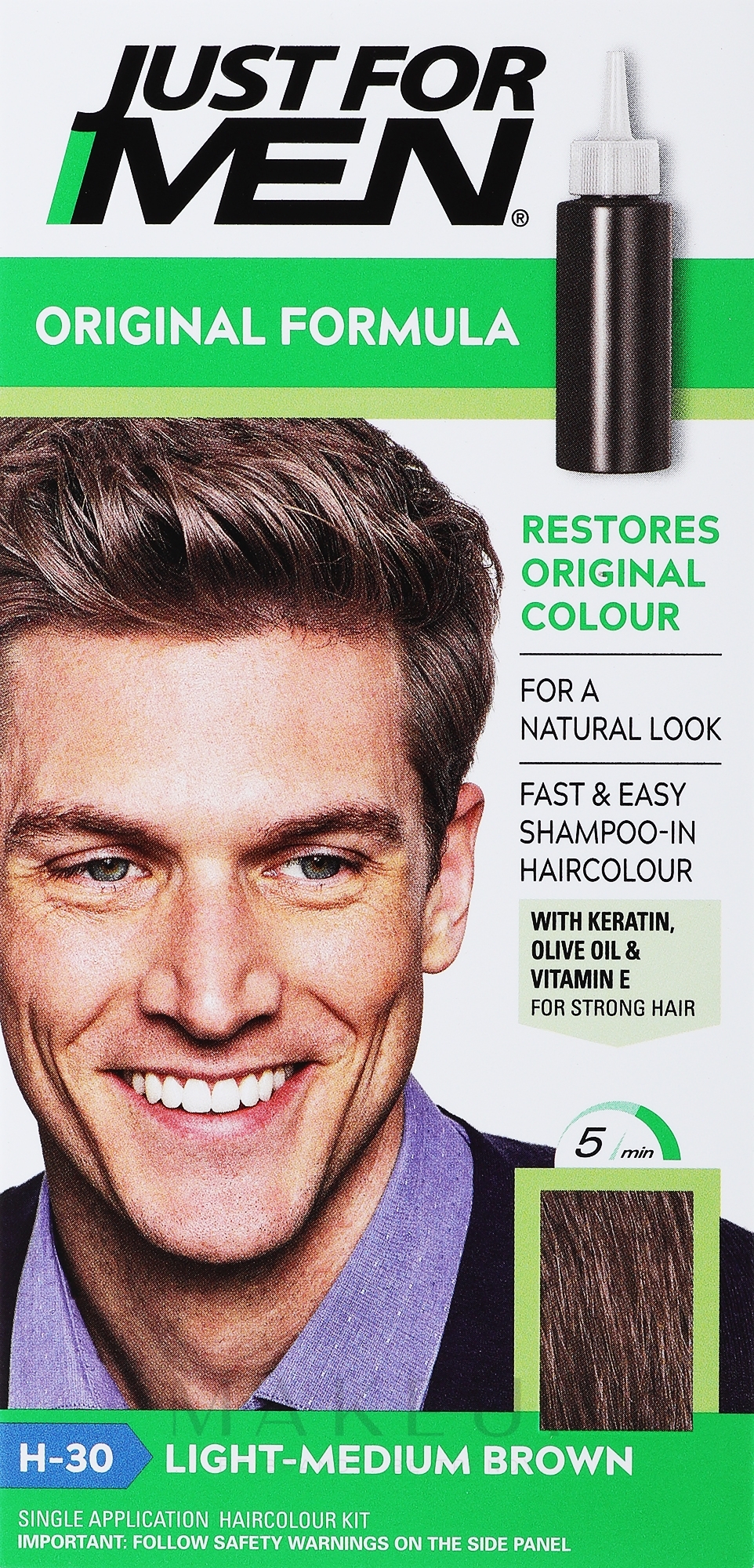 JUST FOR MEN HÅRFARGE - LYS MEDIUM BRUN - H30